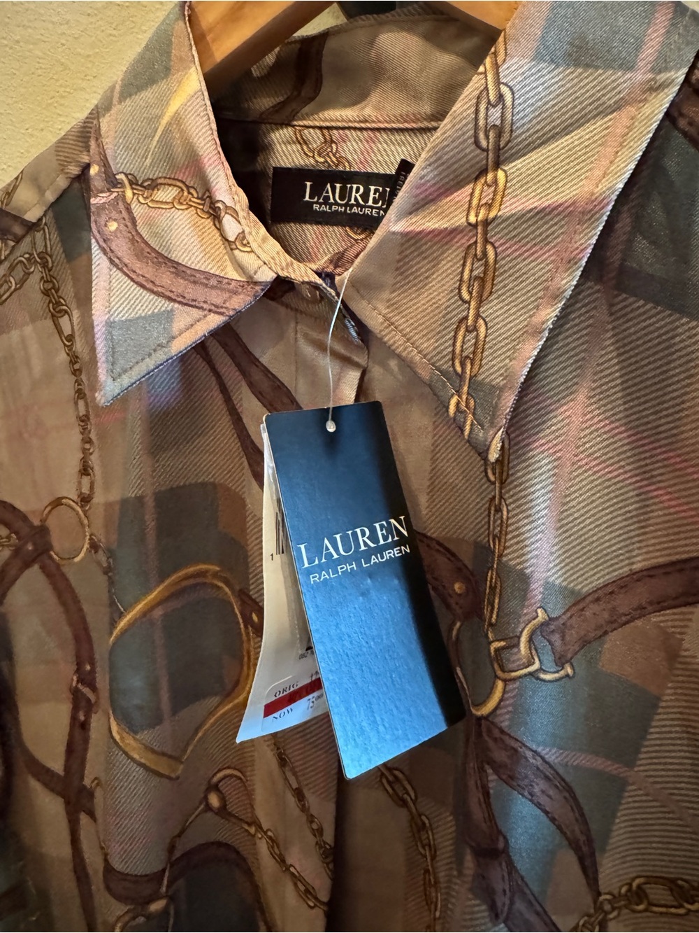 NWT Lauren Ralph Lauren medium All-over equestrian print with belts and chains - Picture 4 of 12